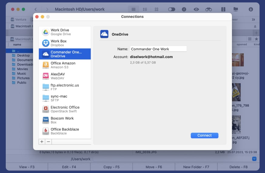 Commander One - OneDrive connection
