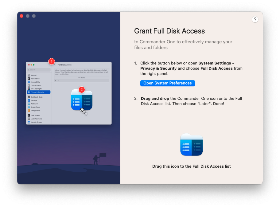 Grant Full Disk Access