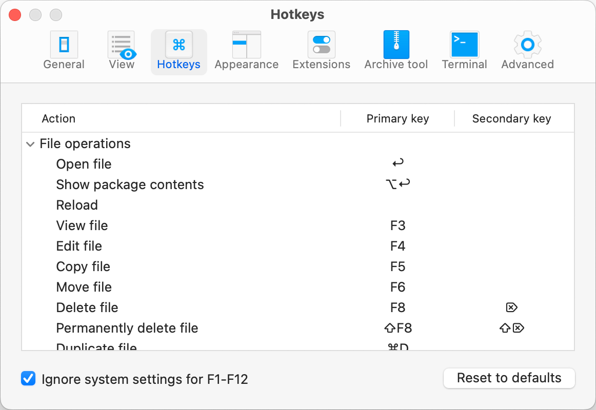 Ignore system settings for F1-F12