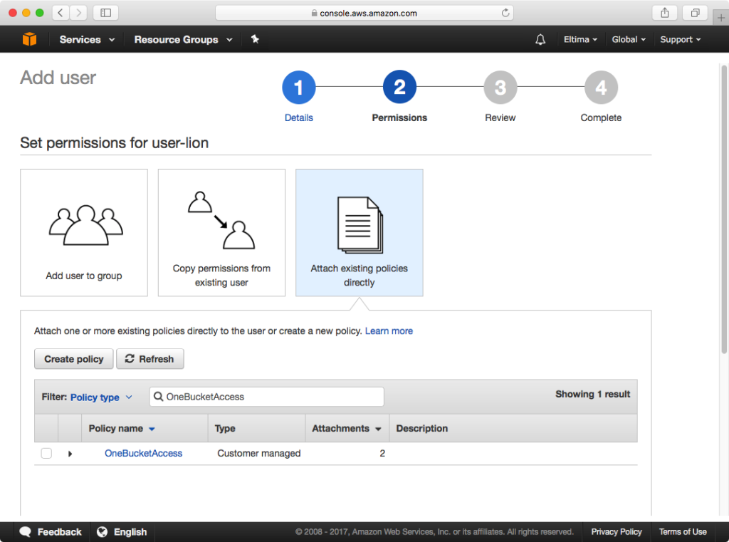 attach existing policies