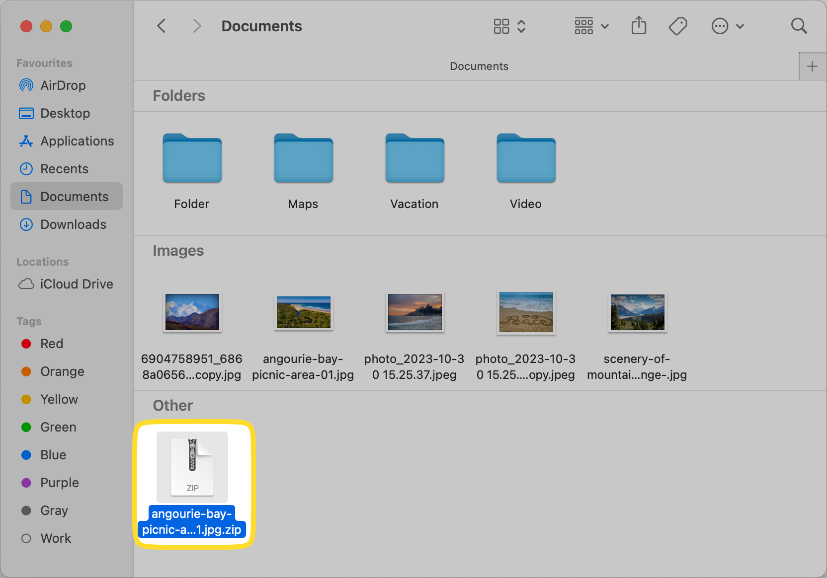 The zipped file is highlighted