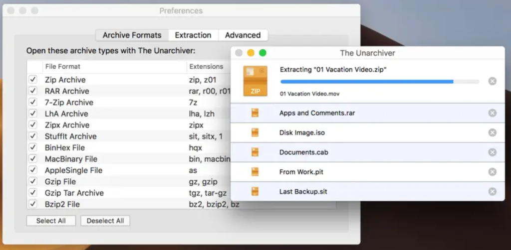 The Unarchiver on MacBook